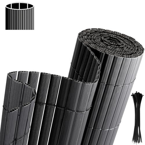 Joparri Sichtschutz Balkon, Sichtschutzmatte PVC 160 x 300 cm Sichtschutz Garten Sichtschutzzaun 3-Gewicht-Verstärkung, Stabil Kunststoff Wetterfest Windschutz UV-beständig, Anthrazit