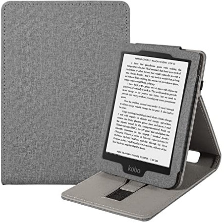 Vakarey Custodia per Kobo Clara 2E/Clara BW,Cover per il Sonno per Kobo Clara Colour Cover con Cinturino da Polso,Grigio