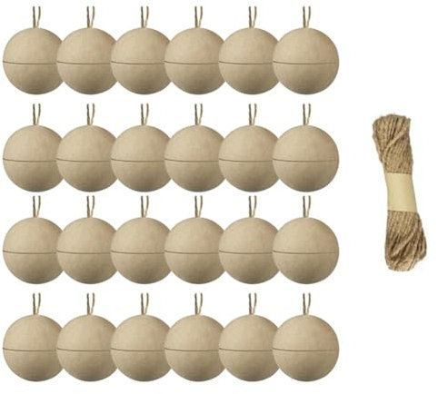 Kliplinc 24 St¨¹Ck Weihnachts-Pappmach¨¦-Kugeln, 3,15, Unbemalt, Leere Kugeln, Ornamente, Bastelbedarf