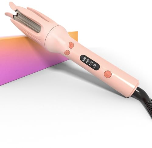 LOUIKAY Lockenstab Automatisch, Lockenstab Große Locken mit 4 Temperatur Tragbarer Lockenwickler für Haarstyling, Rosa