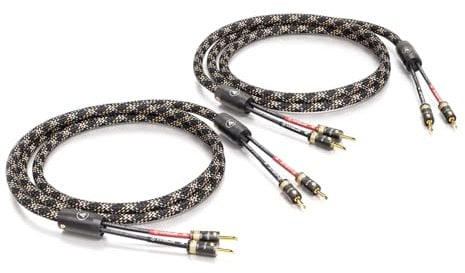 VIABLUE SC-2 Silver Single-Wire * High-End Lautsprecherkabel * T8 Bananenstecker, echtvergoldet * Modell 2024 * 1 Paar * mit Splitter * 400 cm* 4 m