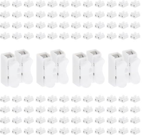 Smgda 100pcs Spring Wire Connectors, 10A 250V 2 Pin Push-in CH2 Spring Clamp Terminal, Quick Splice Terminal Blocks for Wire Connection Lighting Electrical and Automotive Wiring