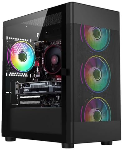 Fierce RGB Gaming PC - AMD Ryzen 7 5800X 3.8-4.7 GHz, RTX 4060 TI 16GB, 16GB RAM 3200MHz, 1TB NV3 M.2 NVME SSD, 650W PSU, Windows 11,RGB Gaming PC Case