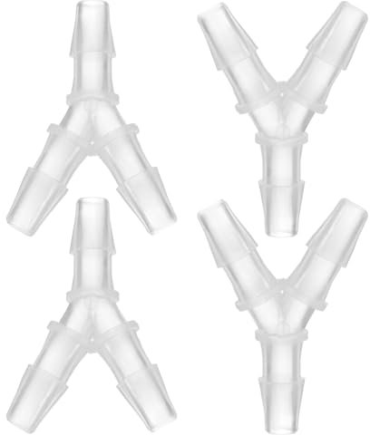 PATIKIL Raccord en T en Plastique de 5/16, 4 Pièces, Égal, en Forme de Y, 3 Voies, Raccord de Jonction, Raccord en Barbillon, Séparateur pour Tuyau d'air, d'eau, Transparent