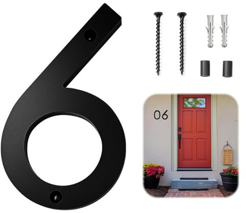 JAONLD Numero de Maison Exterieur Plaque Personalized Signs,Acrylique Numéros de Porte avec Vis,Aspect Flottant Moderne Résistant aux Intempéries Convient aux Bureaux,Boîtes aux Lettres,Rues(6)