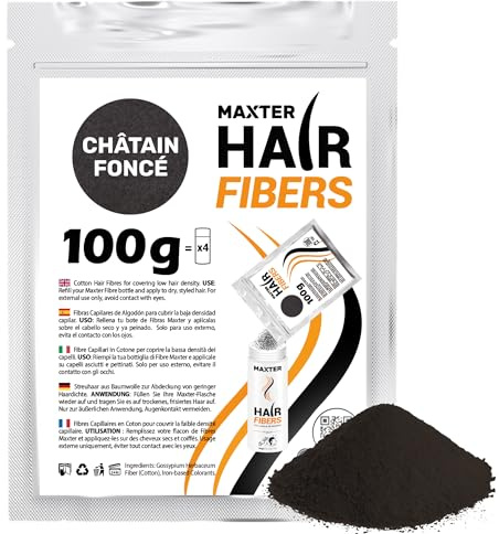 Maxter NACHFÜLLBEUTEL FÜR STREUHAAR Dunkelbraun 100g Haarpuder gegen Kaschierung von Haarausfall - Haarpuder Männer und Frauen - Mikrofaser in Pulverform - Hair Fiber - Haarpuder Dunkelbraun