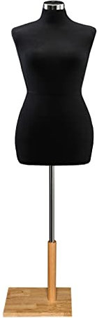 Generisch Schneiderpuppe, Schneiderpuppe, Torso, weibliche Schneiderpuppe, Schneiderpuppe aus Schaumstoff zum Aufstecken, mit Holzsockel (Farbe: Schwarz, Größe: Groß)