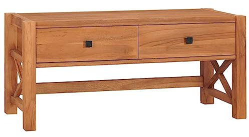 CINDERFUL TV-Schrank 100x40x45 cm Teakholz,Rustikaler TVSchrank aus Teakholz mit geräumigen Schubladen für Ihr Wohnzimmer TV-Möbel, TV-Bänke