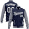 Generisch Personalisierte Baseballjacke Herren Baseball Jacke Oversize Bomberjacken College Jacke Langarm Baseballjacken Teenager Individuelle Namen Nummer Teamnamen (2-Navy)