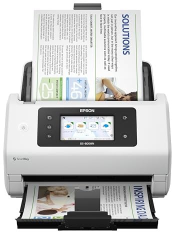 Epson Workforce DS-800WN - Dokumentenscanner - Duplex - A4/Legal - 600 DPI x 600 DPI - bis zu 50 Seiten/Min. (einfarbig) / bis zu 50 Seiten/Min. (Farbe) - USB 3.2 Gen 1x1, Gigab