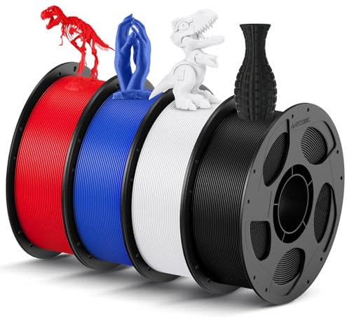 ANYCUBIC PLA Filament 1,75mm, Refill PLA und Spool Kit, 3D Drucker Filament PLA, Vakuumverpackung, Intelligente Identifikation, 4KG Schwarz Weiß Blau Rot
