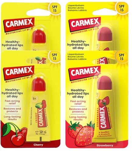 Carmex Lippenbalsam verschiedene Düfte (2 x Cherry + 2 x Erdbeere)