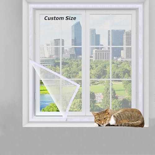 Customized Sizes Cat Pets Protection Window Guard, Self-Adhesive Pet Anti-escape Safety Window Mesh Netting, Cat Safety Screen Mesh, Fly Mosquito Screen
