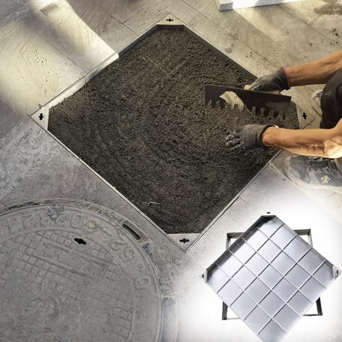 Caniveau Exterieur Couvercle de regard invisible - Couvercle robuste for bassin d'égout et fosse septique | Couvercle utilitaire antirouille | Aménagement sans joint for pelouse, allée et jardin(60X60