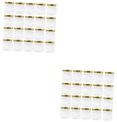 PRETYZOOM 2 Ensembles Bocaux Verre Hexagonaux De Couvercles Pour Aliments Épices Miel Parfait Pour Conservation Stockage 20 Pièces * 2
