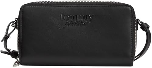 Tommy Jeans Damen Geldbörse Purse Large mit Crossbody-Tragegurt, Schwarz (Black), Einheitsgröße