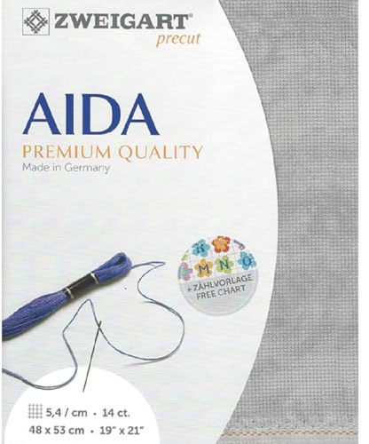 AIDA Precut 14 ct. Stern-Aida 3706 Farbe 7729 vintage grau, Handarbeitsstoff für Kreuzstich 48x53 cm