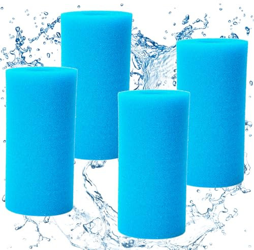 Hapivida Éponge de Filtre de Piscine, Cartouche Réutilisable de Remplacement de Filtre de Piscine, Filtre en Mousse Lavable, Accessoires de Nettoyage de Piscine Adaptés au Filtre de Type A (4Pcs)