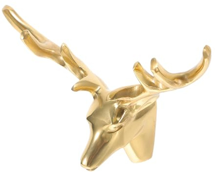 Gatuida Deer Head Brass Cabinet Handle Vintage Copper Drawer Pull Antique Kitchen Door Knob Plate Retro Brass Hardware for Home Storage Box Decor 83x56x30mm