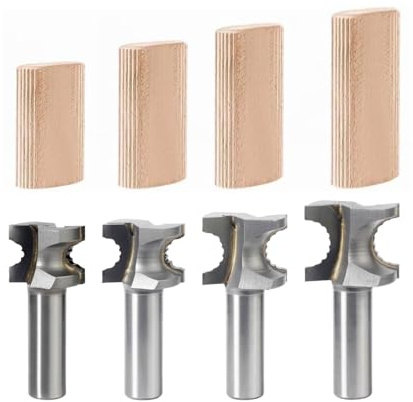 FindBuyTool Router Bits Set, Router Bit 1/2 Shank for Festool DF700 Dominos, 4Pcs Tungsten Carbide Tips Router Bit, Wood Trimming Router Bits Set for Handwork and DIY Projects, D8,D10,D12,D14