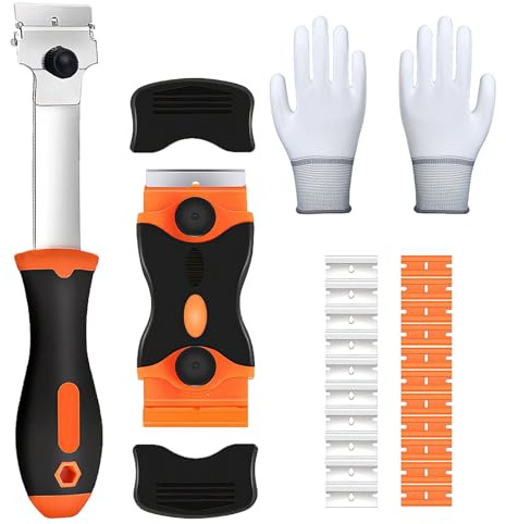 Glass Scraper Tool Kit with 20 Replace Blades | Window Scraper with Blades, for Kitchen Ceramic Hob, Oven, Cooktop Home Clean