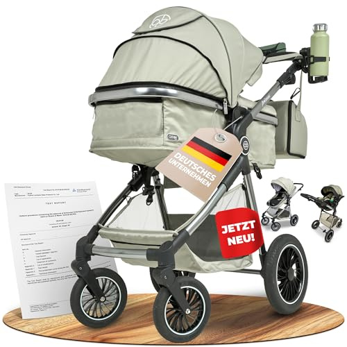 Kinderwagen 3 in 1 [Babywagen & Autositz] mit Babyschale Fahrgestell Kombi als Set | Stroller Baby | 5-Punkt Sicherheitsgurt Kinderwagen Buggy Reisebuggy Buggys | Babywagen