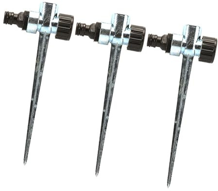 3 Stück Sprinkler Erdspieß für 1/2 Zoll aus Zinklegierung | Innengewinde, Starker Stab mit Spikesockel, Schnelle Montage und Demontage, Silber, für Boden
