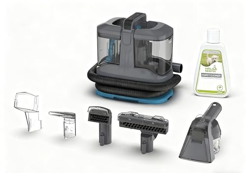 Hausmeister Hydroflex Pro Portable Carpet Cleaner and Pet Stain Remover, Upholstery Spot Cleaner Machine for Couch, Car Interior, Deep Cleaning Vacuum (Machine + 1 Solution & multi attachments)