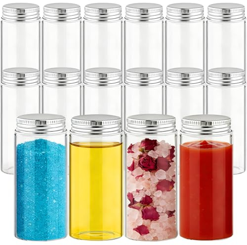 Acetiti 16 Stück 80ml/2.82oz Reagenzglas mit Schraubverschluss, Kleine Glasflaschen zum befüllen, Transparent Reagenzgläser für Laboratorien, Gewürze, Liquids, Bonbons, Blumen, Hochzeit, Deko