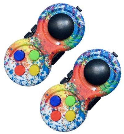 2 Pcs Colorful Fidget Controller Pad, Figit Toys, Portable Stress Reducer Game Pad, Hand Fidgit Toys For Release Stress And Anxiety, Fidget Pads Controller Fidgets