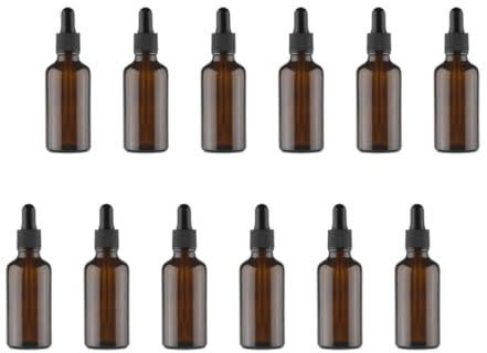 Amosfun 12pcs Glass Dropper Bottle Subpackaging Bottle 15ml Brown Hard-wearing Refillable Essential Oil Travel Accessories
