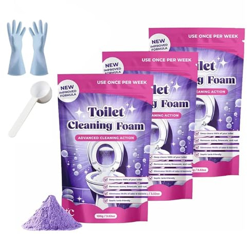 Fizzclean Nettoyant pour Toilettes, Fizzclean Toilette Nettoyage Mousse, Fizzclean Toilette, Fizz Clean WC, Nettoyage Sans Effort, No Scrub Cleaning(3 sacs)