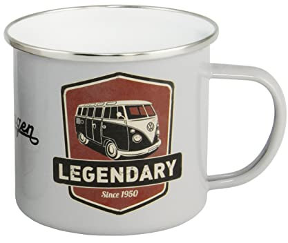 BRISA VW Collection - Volkswagen Grande tasse à café en émail avec des motifs colorés (500ml) (Légendaire/Gris)