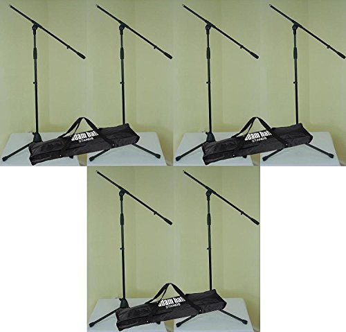 6 x Adam Hall S 5 BE - Mikrofon-Ständer mit Schwenkarm/Galgen & 3 x Transport-Tasche - Mikrofon-Stativ Dreibein schwarz S5BE + SMICBAG