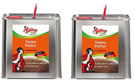 Poliboy - Fixneu Möbelpolitur Dunkel - für dunkle Oberflächen - beseitigt Kratzer und frischt auf! - 5 Liter (2x2,5l) - Made in Germany