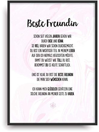 Geschenk Karte BESTE FREUNDIN Kunstdruck Ehrentitel Kollegin Auszeichnung Bild ohne Rahmen DIN A4