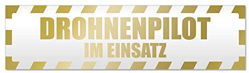 Kiwistar Magnetschild Drohnenpilot Einsatz gestreift - 30cm Gold - magnetisch für Auto PKW Kfz - wiederverwendbares Hinweisschild aus Magnetfolie - für Fahrzeug, Truck