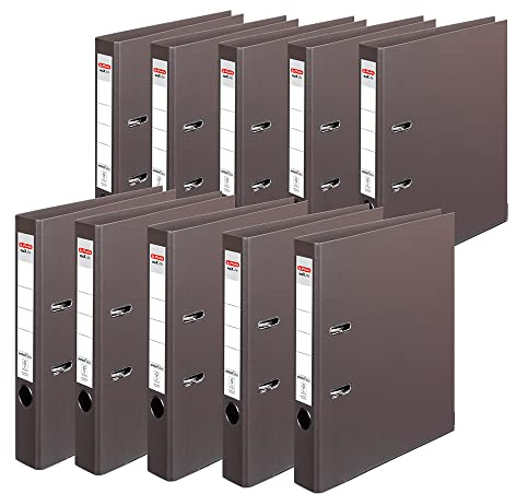 Herlitz 10834851 Ordner maX.file pRotect+, A4, 5 cm, voll-Folienbezug, Braun, 10 Stück