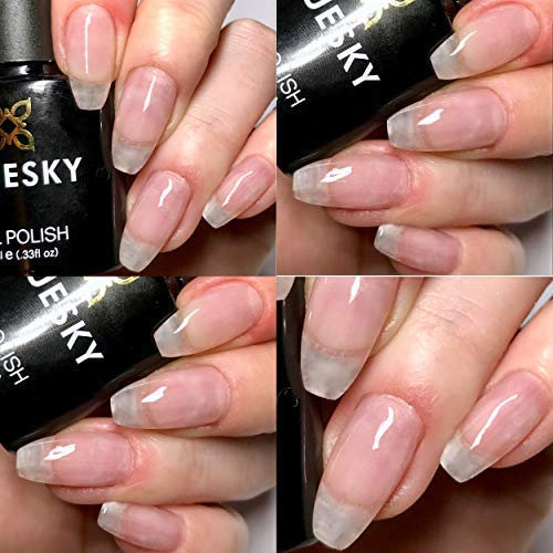 Bluesky Clear Pink Nail Polish - 80523 Clear Base With Minimal Pink Tint UV/LED Soak Off Gel Nail Polish 10ml + 2 Diva World ® Shine Wipes for FREE