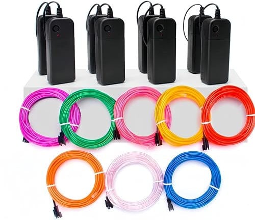 Mioke EL Draht Neon leuchtende 8 colors x 3m Strobing Elektrolumineszenz mit 3 Modus für Halloween Weihnachtsfeier DIY Dekoration