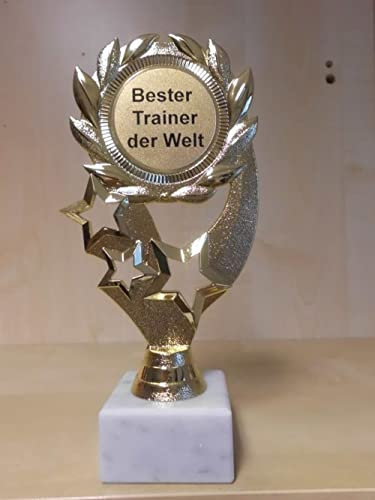 Fanshop Lünen Pokal - Geschenk - Bester Trainer der Welt - Geburtstag - Sportpokal - Gr. 19,5 cm - Trophäe - Pokale - (A1)