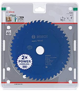 Bosch Accessories 2608644521 Kreissägeblatt Expert for Wood (Holz, 48 Zähne, Zubehör Akku Kreissäge), Blue, 216 mm