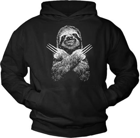 MAKAYA Lustiger Kapuzenpullover Unisex - Sloth Hoodie - Faultier Pullover mit Kapuze Herren/Damen/Jungen/Mädchen Schwarz Größe S
