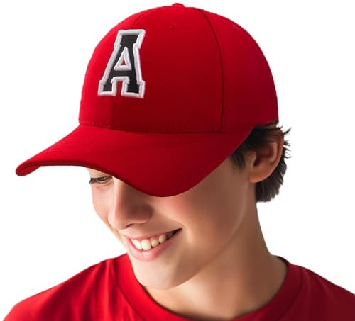 Baseballkappe 3D-Stickerei Lässige Baumwolle Alphabet A-Z Red Caps Schwarz Brief Snap Back Hut Hüte Unisex Jungen Mädchen Cap Baseball ROT Hut Kinder - A