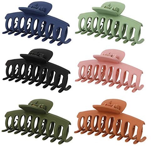 FANTESI 6 PCS Hair Claw Clips Big Claw Clips, Non slip Hair Clip Strong Hold Jaw Clips for Women and Girls Straight, Curly & Wavy Hair (3.6 Inch)