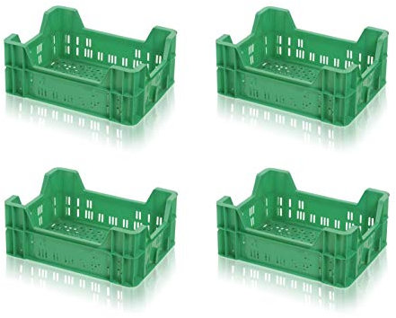 4x Gemüsekiste grün 40x30x16,5 Obstkiste * Gemüse Kiste Obst Kartoffeln 40x30x17