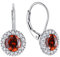 JO WISDOM Damen Hängende Ohrringe Runde Silber 925 mit 3A Zirkonia Januar Geburtsstein Granatfarbe Kristall,Schmuck für Frauen