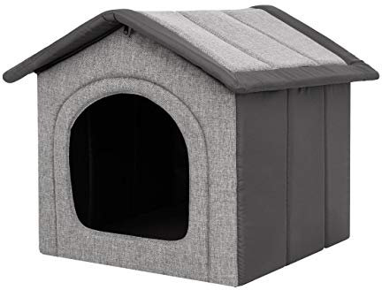 Hundehütte Hundehöhle Hundebett Hundehaus Katzenhöhle Größe XXXL - 76x72 cm hellgrau mit Graphit
