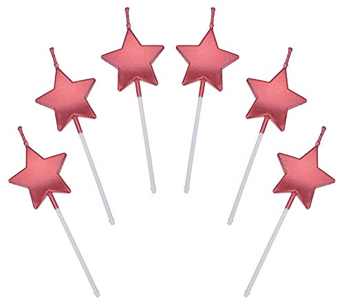 Sternform Geburtstagskerzen,6 Pcs Cake Topper Dekorationen Geburtstagskerzen Metallisch Kuchen Kerzen für Kinder Geburtstag Hochzeit Party,Rot