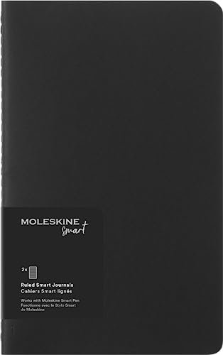 Moleskine Intelligentes Cahier-Journalset mit 2 Digitalen Cahiers mit Linierten Seiten, Kompatibel mit Pen +, Karteneinband, Groß 13 x 21 cm, Schwarz, 80 Seiten